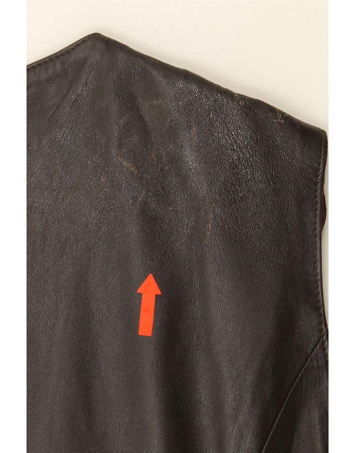 VINTAGE Womens Leather Gilet UK 12 Medium Brown Leather Vintage Vintage and Second-Hand Vintage from Messina Hembry 