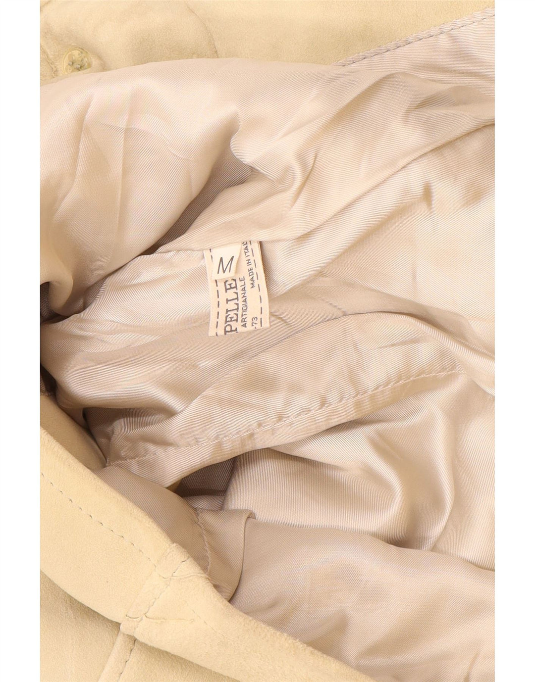 Vintage damska zamszowa kurtka UK 12, średnia beżowa skóra