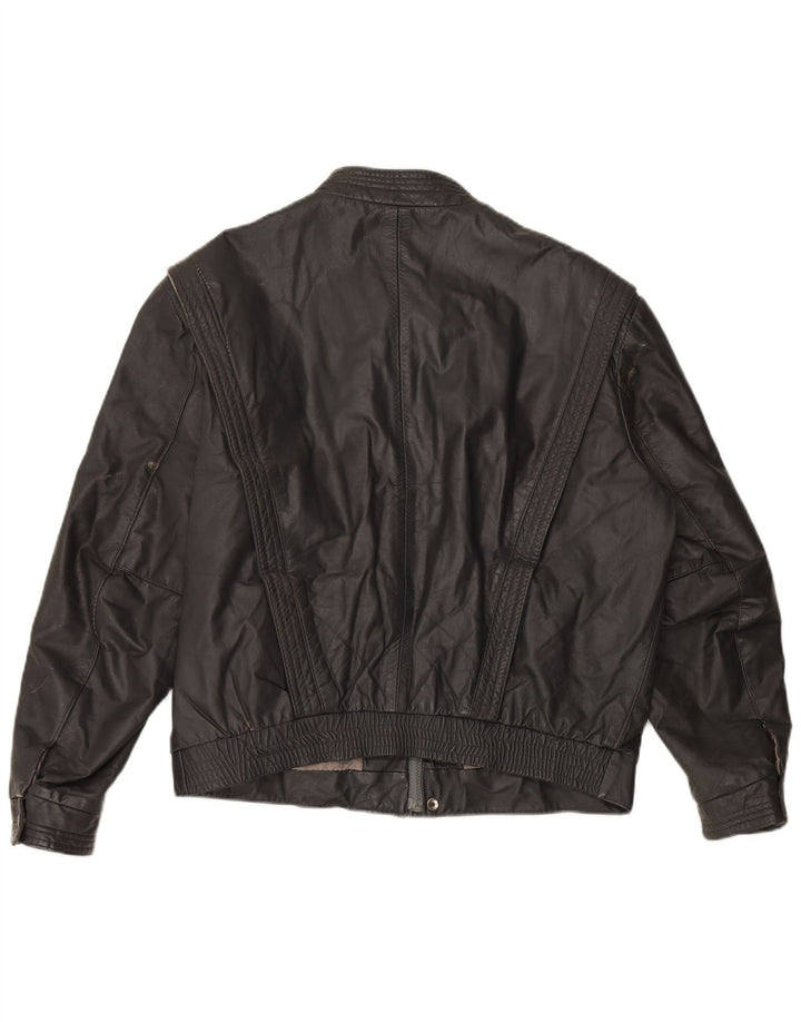 Męska kurtka skórzana VINTAGE UK 40, duża, szara skóra