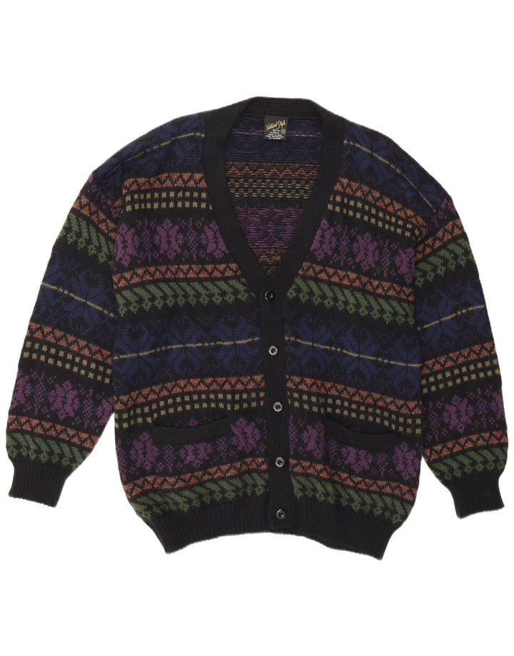 Sweter męski w stylu vintage, średni, wielobarwny, wełna Fair Isle Alpaca