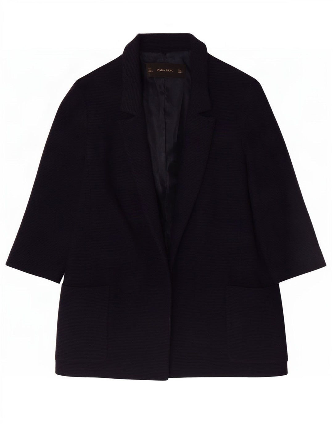 Damska marynarka Zara Oversize z rękawami 3/4 i otwartymi, UK 10, mała, granatowa