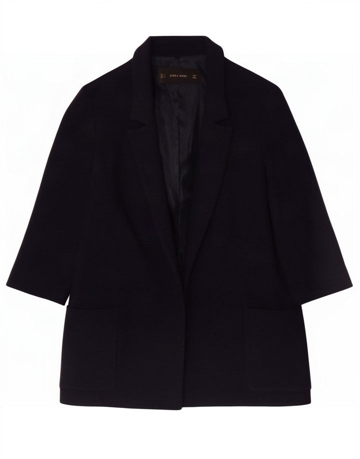 Damska marynarka Zara Oversize z rękawami 3/4 i otwartymi, UK 10, mała, granatowa