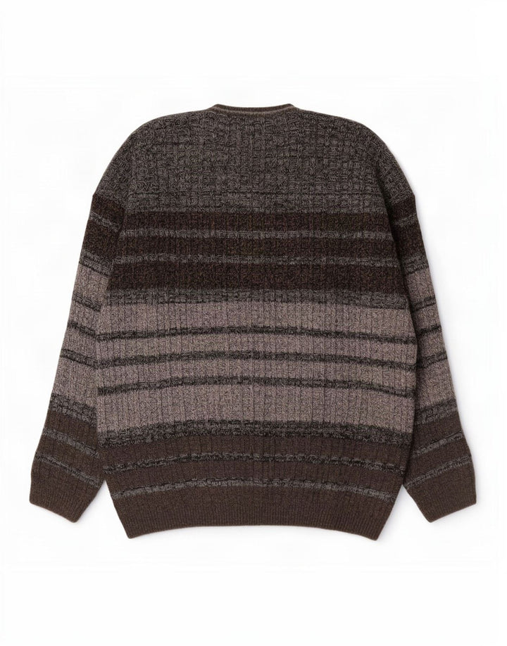 Męski sweter z dekoltem w kształcie litery V Tris Line IT 54 XL, szara wełna w paski