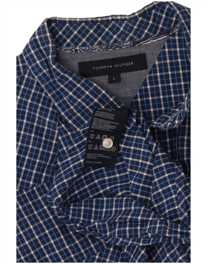 Koszula męska Tommy Hilfiger, duża, niebieska, bawełniana krata