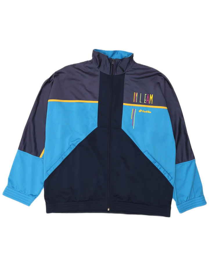 Męski dres LOTTO z grafiką, 2XL, granatowy, poliester z blokami kolorów