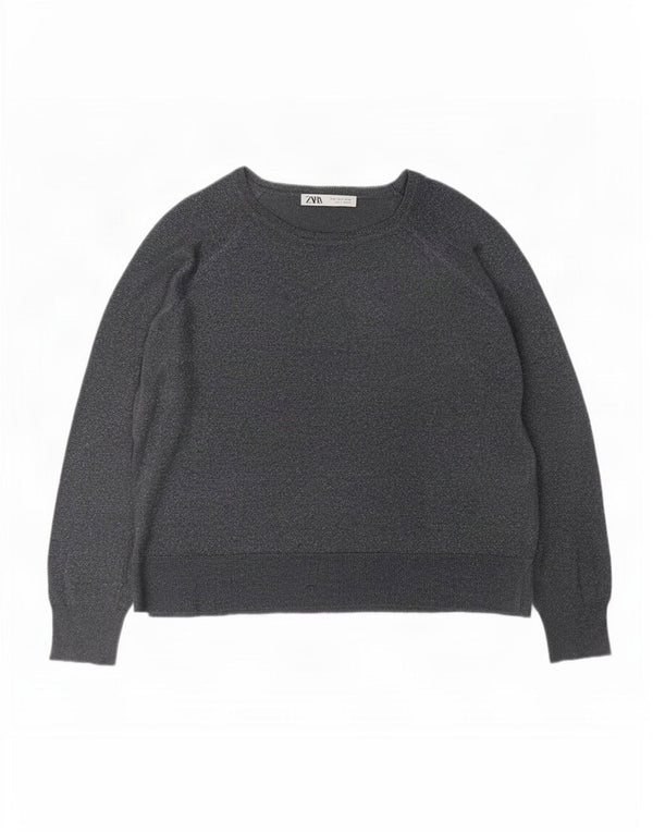 Damska bluzka oversize Zara Top UK 10 Small, szara, nakrapiana wiskoza