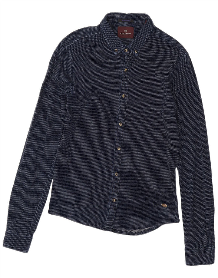 Koszula męska Scotch & Soda, średnia, granatowa, bawełniana w cętki