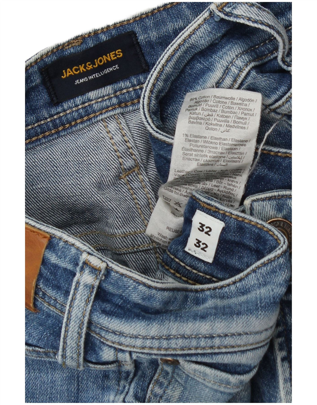 Męskie jeansy Jack & Jones w trudnej sytuacji W32 L32, niebieska bawełna
