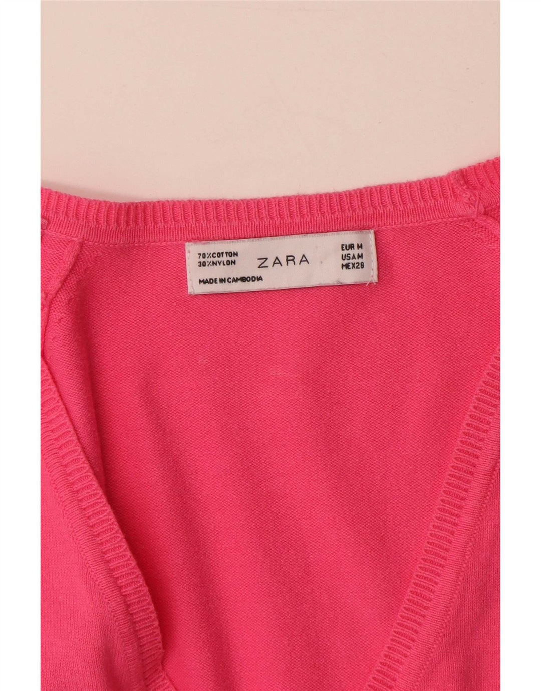 Sweter damski Zara UK 12 Średni różowy bawełniany