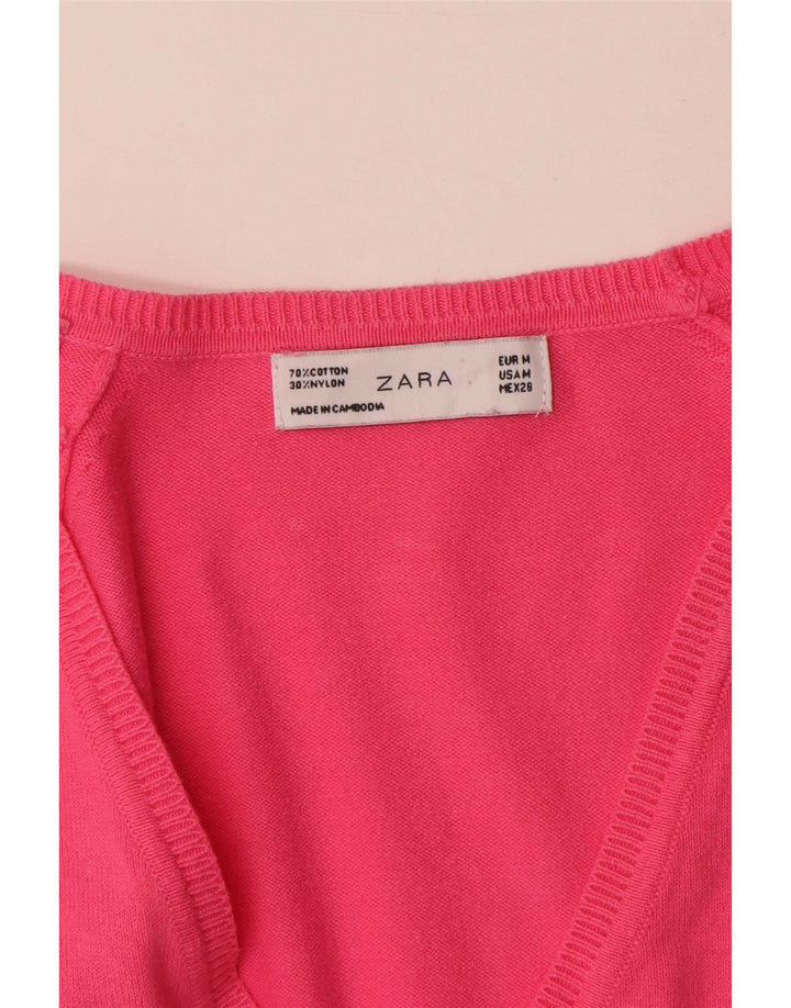 Sweter damski Zara UK 12 Średni różowy bawełniany