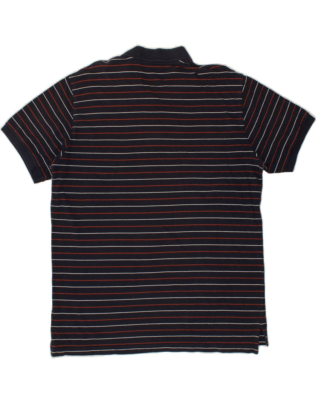 IZOD Mens Polo Shirt Large Navy Blue Striped Cotton Vintage Izod and Second-Hand Izod from Messina Hembry 