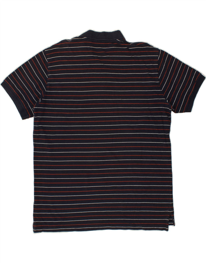 IZOD Mens Polo Shirt Large Navy Blue Striped Cotton Vintage Izod and Second-Hand Izod from Messina Hembry 