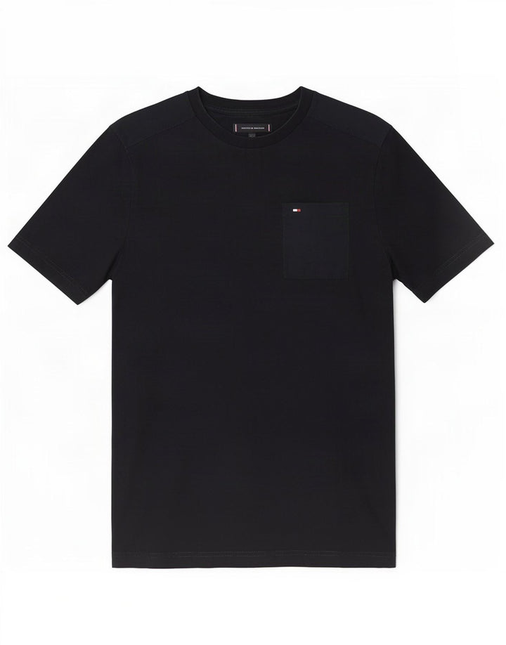 T-shirt męski Tommy Hilfiger Top, średni czarny, bawełniany