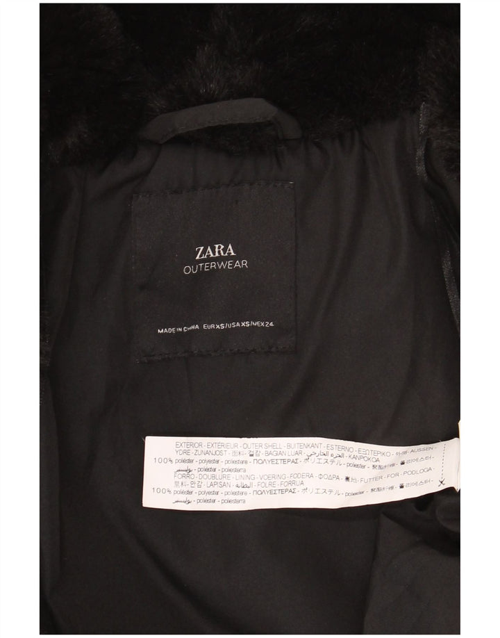Damska kurtka ze sztucznego futra Zara UK 6 XS, czarny poliester