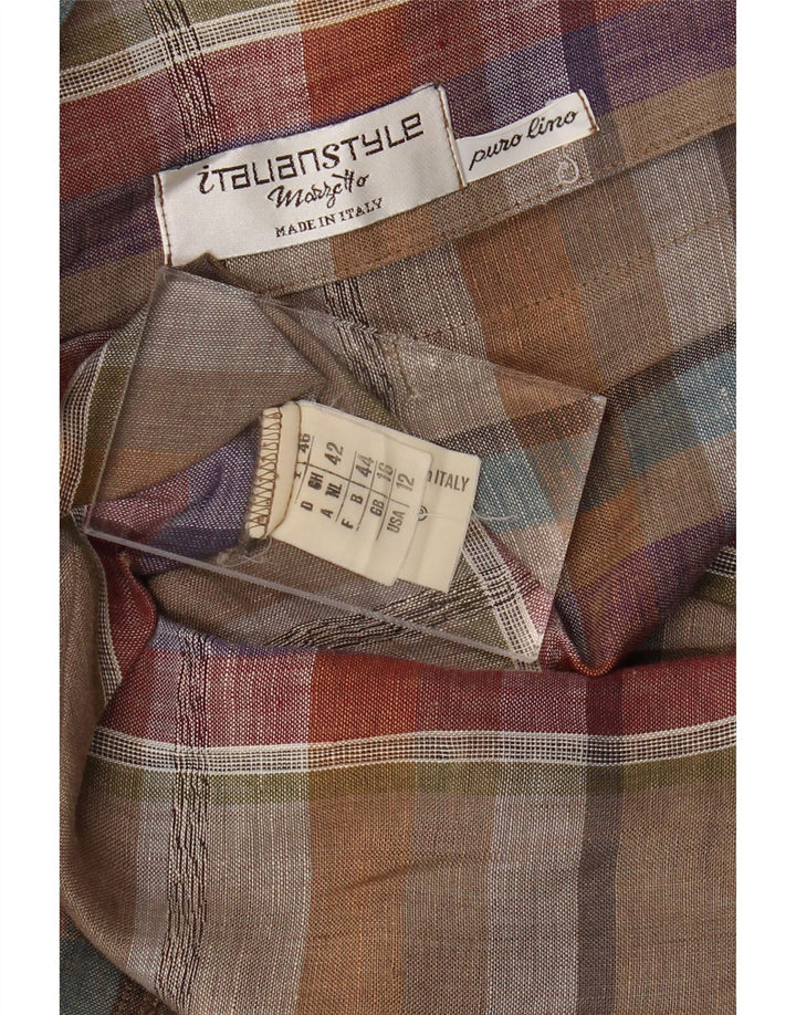 MARZOTTO Damska marynarka zapinana na 1 guzik UK 16, duża, wielokolorowa krata