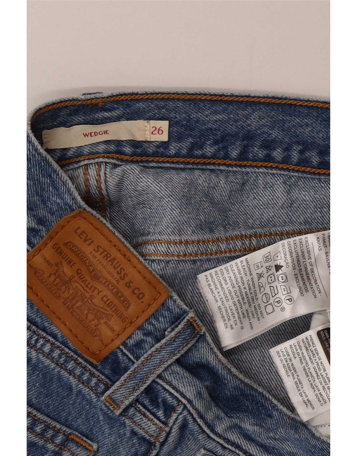 Damskie spodenki jeansowe Levi's na koturnie W26, małe, niebieskie, bawełniane