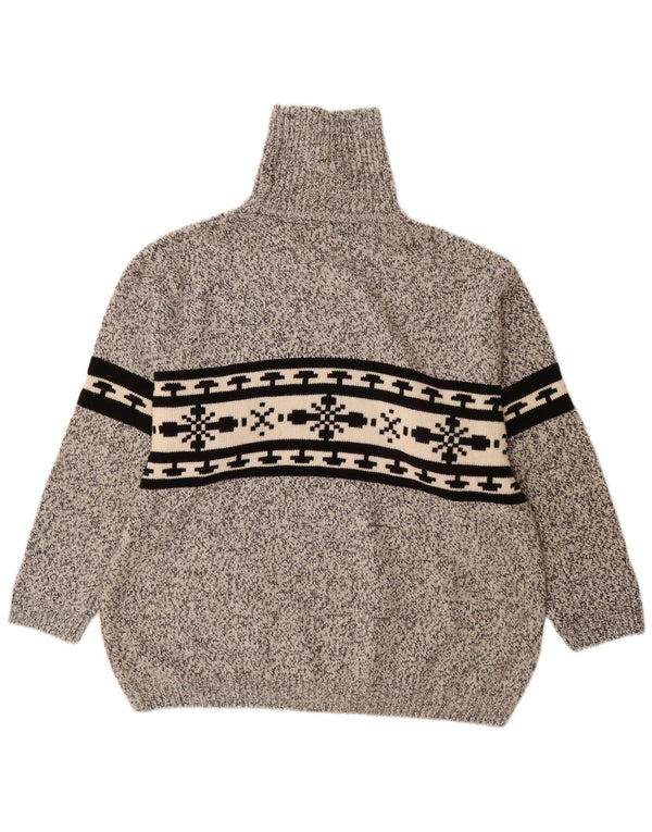 Męski sweter z wywijanym dekoltem VINTAGE 2XL, szary, akryl Fair Isle