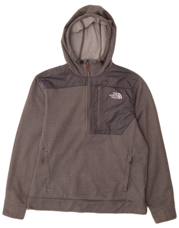 Męski sweter z kapturem i zamkiem błyskawicznym The North Face, duży, szary, poliestrowy blok kolorów