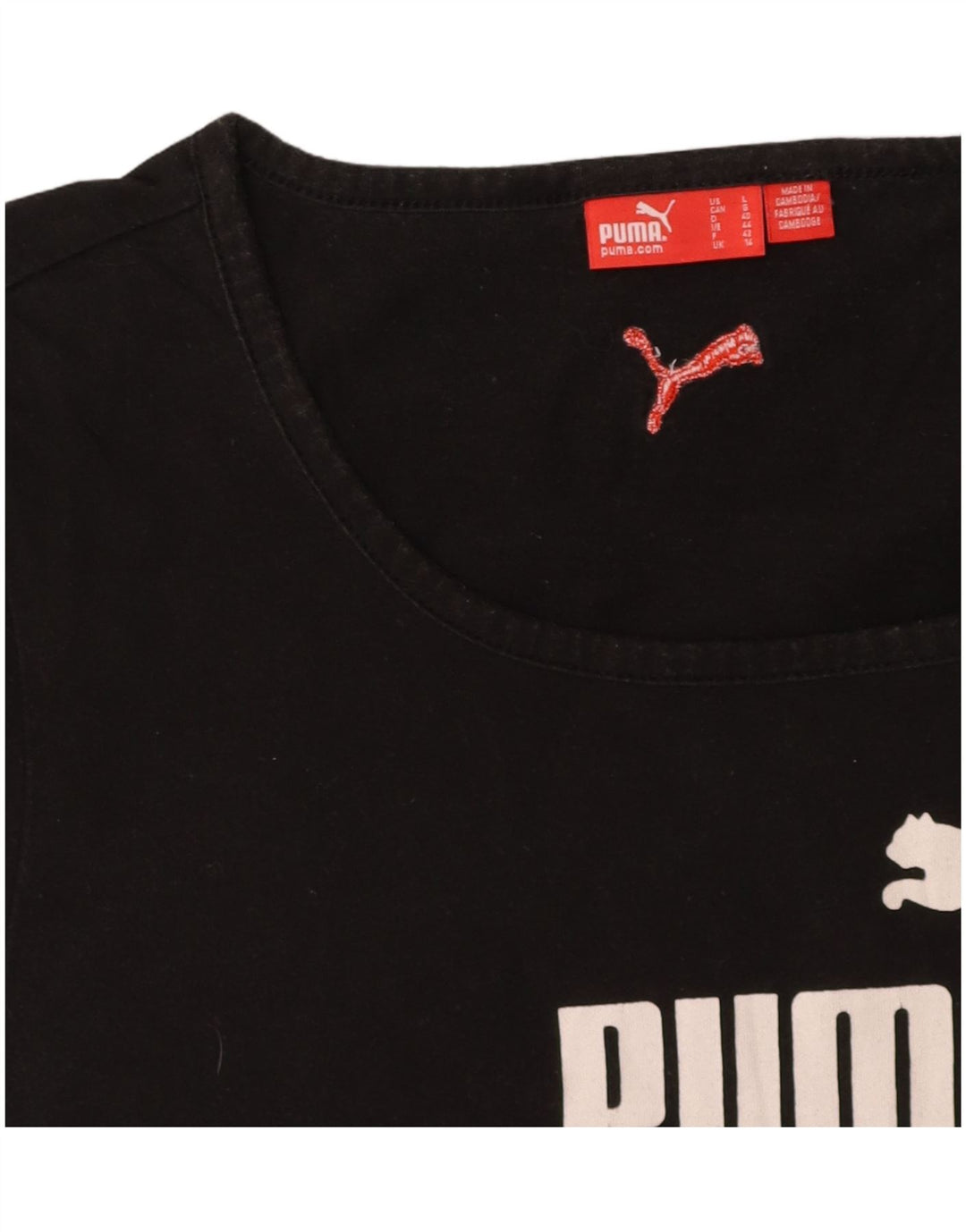 PUMA Womens Graphic T-Shirt Top UK 14 Large Black