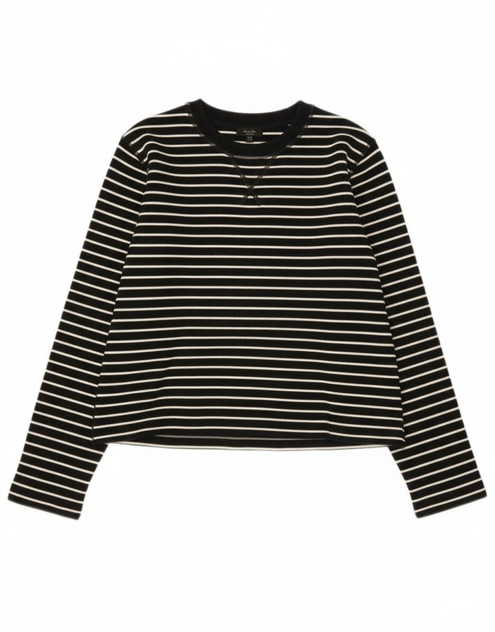 Damski top Massimo Dutti z długim rękawem, UK 14, średni, czarny, bawełniany w paski