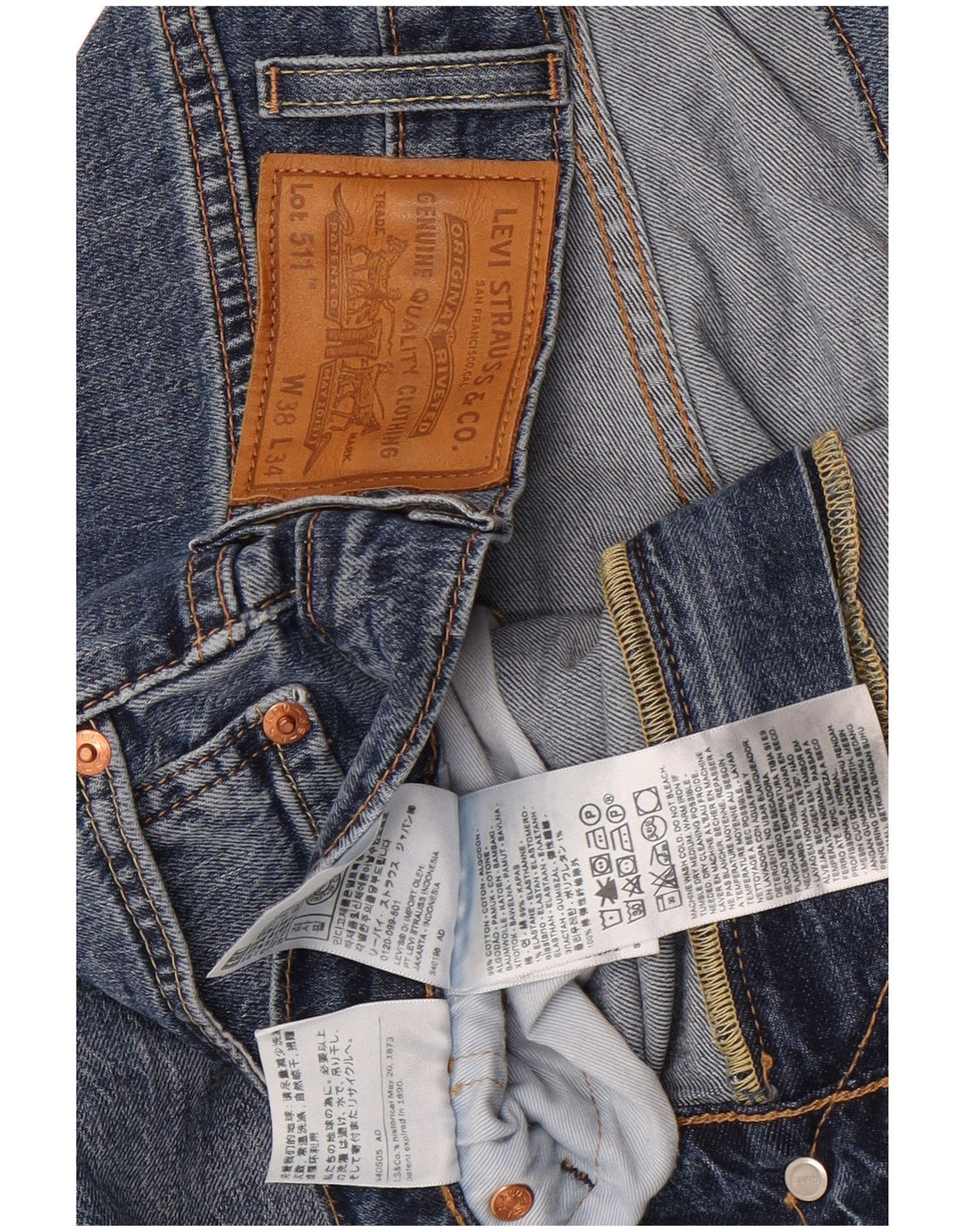 Męskie jeansy Levi's 511 Slim W38 L26 Niebieska bawełna