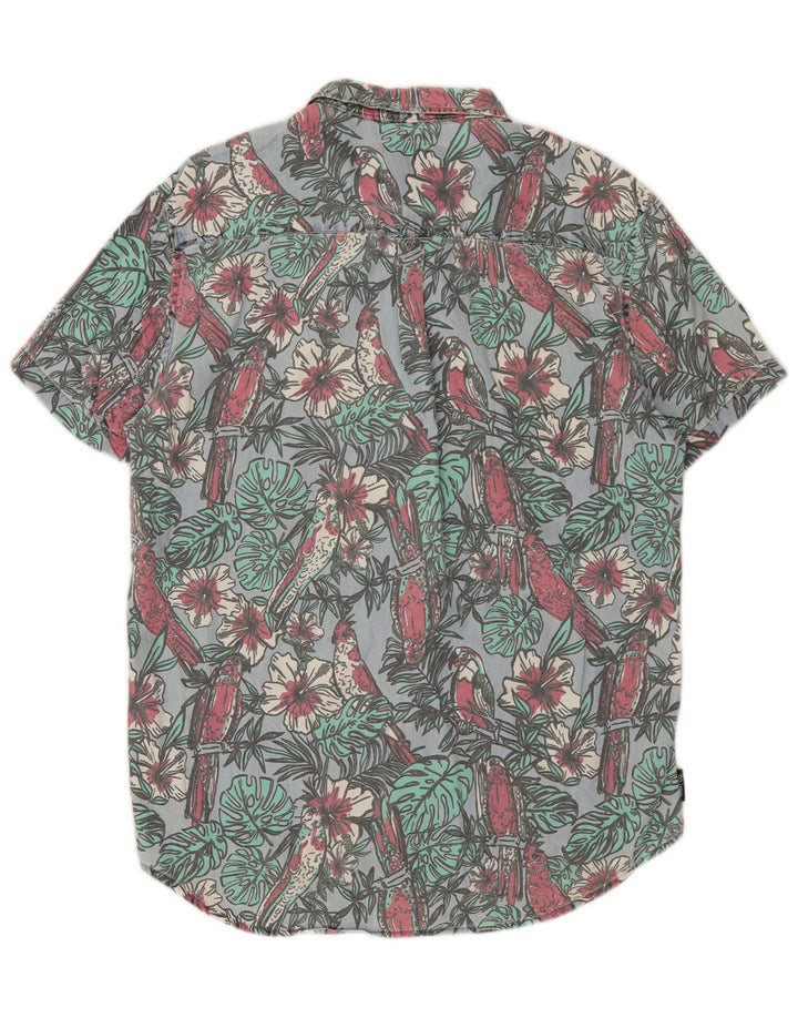 SUPERDRY Męska koszula z krótkim rękawem o regularnym kroju, duża, niebieska, bawełniana w kwiaty