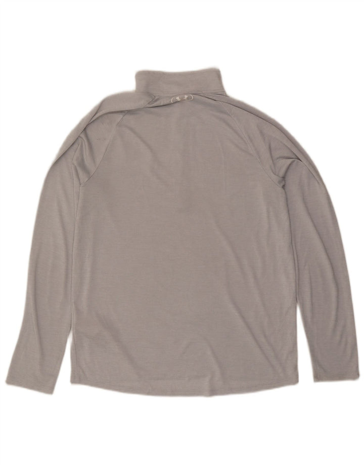 Męski top męski Under Armour z zamkiem błyskawicznym i długim rękawem, średnioszary, poliestrowy