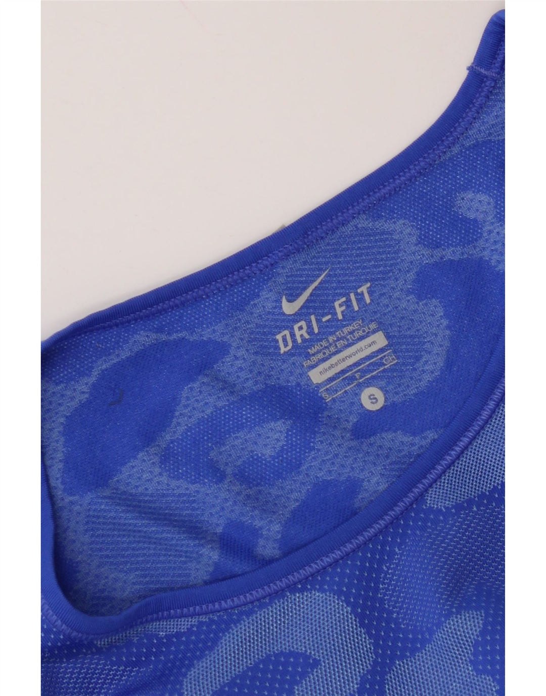 Damska koszulka NIKE Dri Fit Top UK 10, mały, niebieski kamuflaż