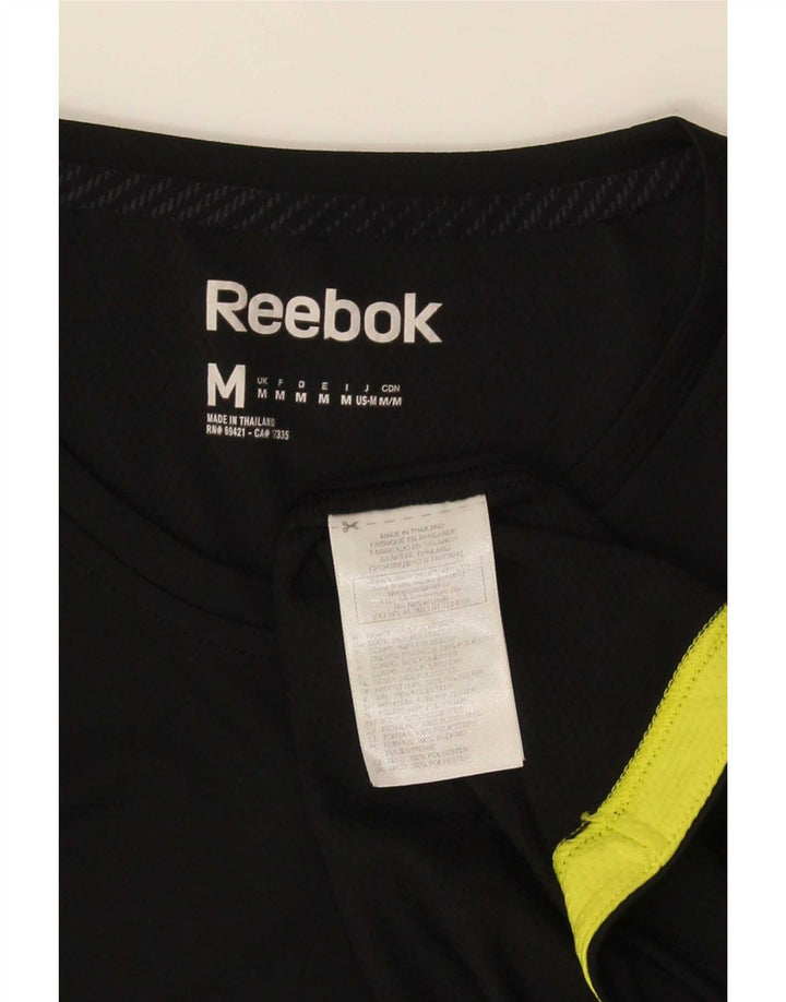 T-shirt męski Reebok Top, średni czarny, poliester z blokami kolorów