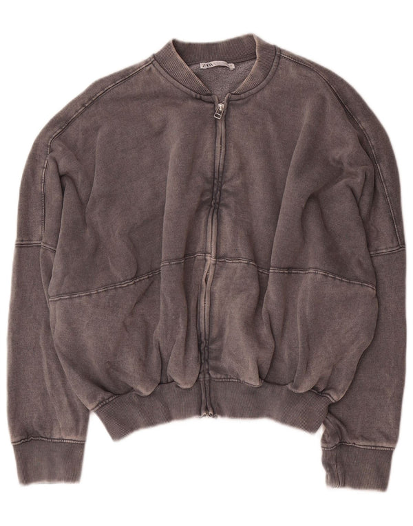 Damska bluza dresowa Zara Crop Oversize UK 10, mała, szara bawełna