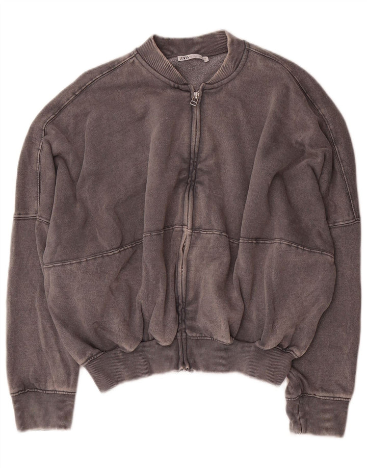 Damska bluza dresowa Zara Crop Oversize UK 10, mała, szara bawełna