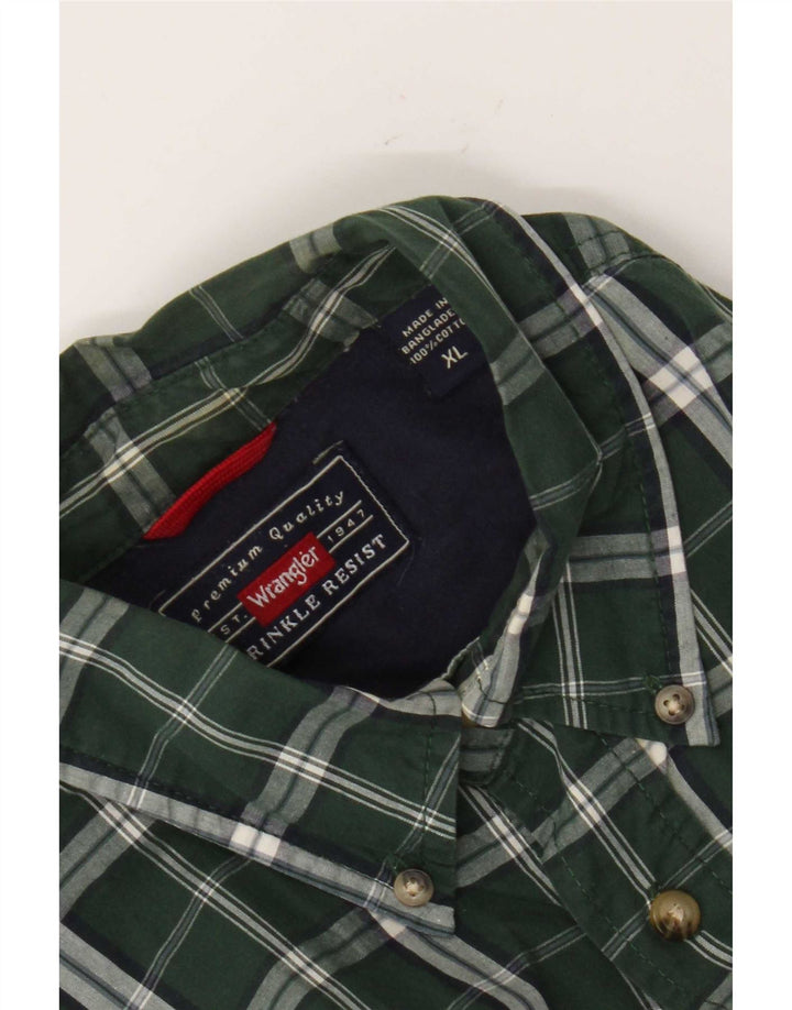 Męska koszula z krótkim rękawem Wrangler XL, bawełniana w zieloną kratkę