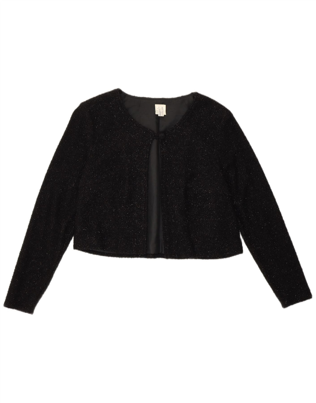 Damska kurtka bolerko VINTAGE UK 12, średni czarny nylon z cętkami