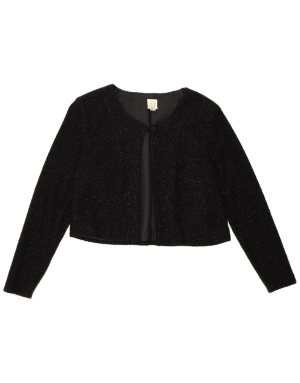 Damska kurtka bolerko VINTAGE UK 12, średni czarny nylon z cętkami