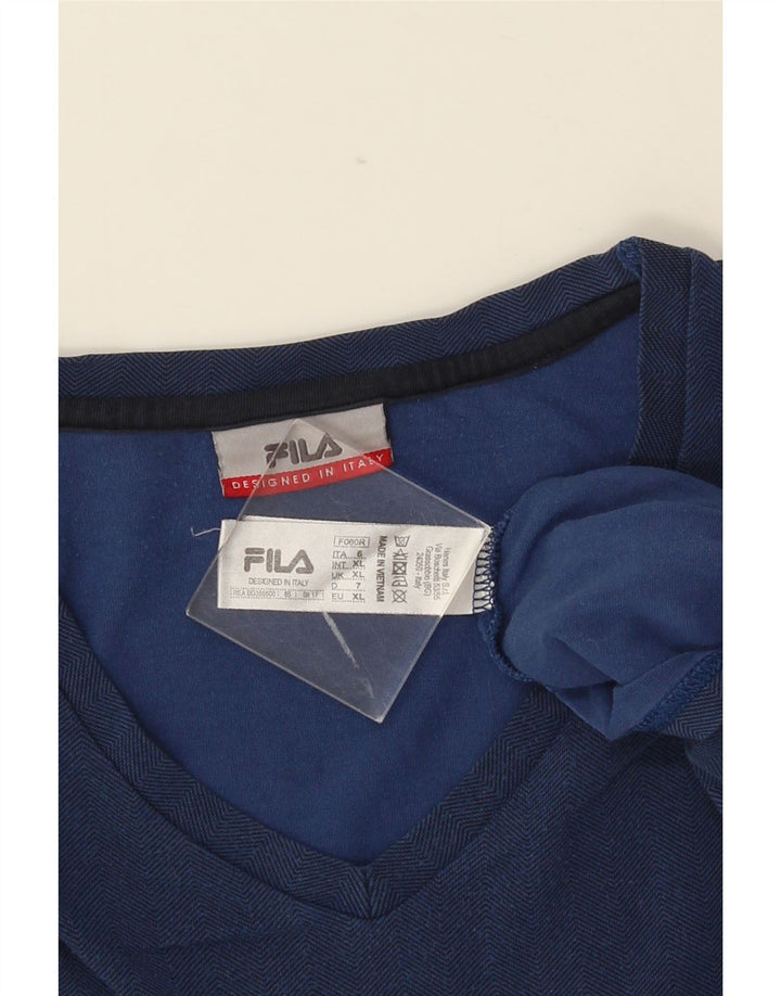 T-shirt męski Fila Top XL, niebieska, bawełniana w jodełkę
