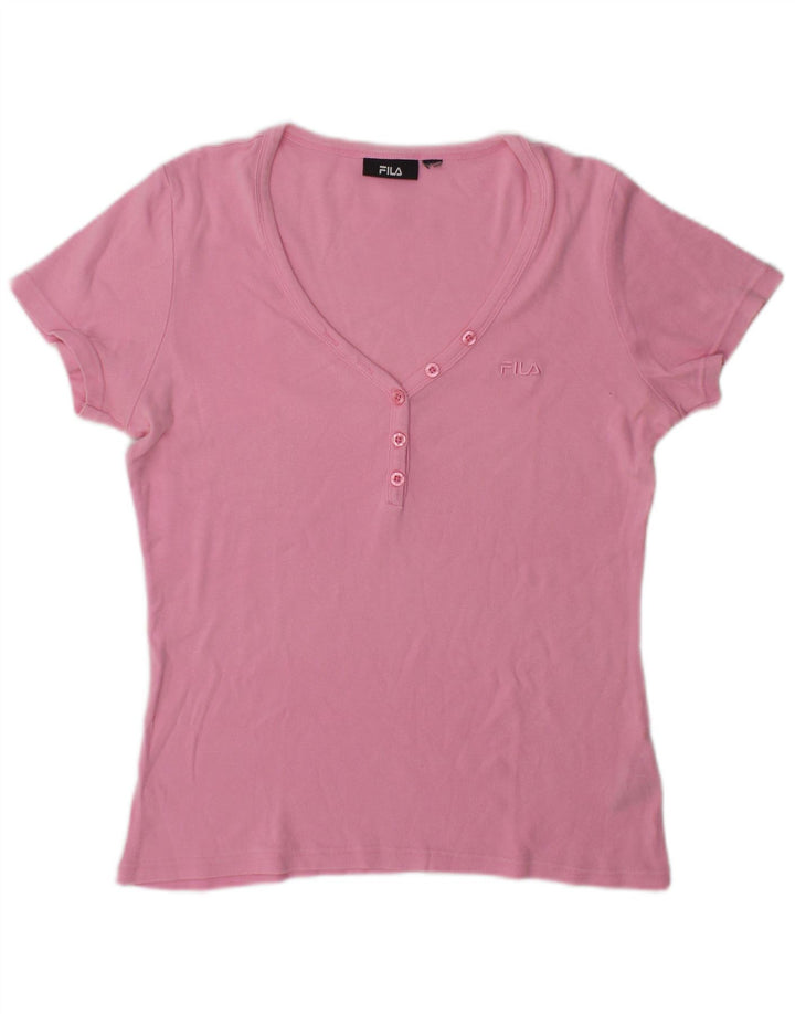 T-shirt damski Fila Top UK 14 Średni różowy bawełniany
