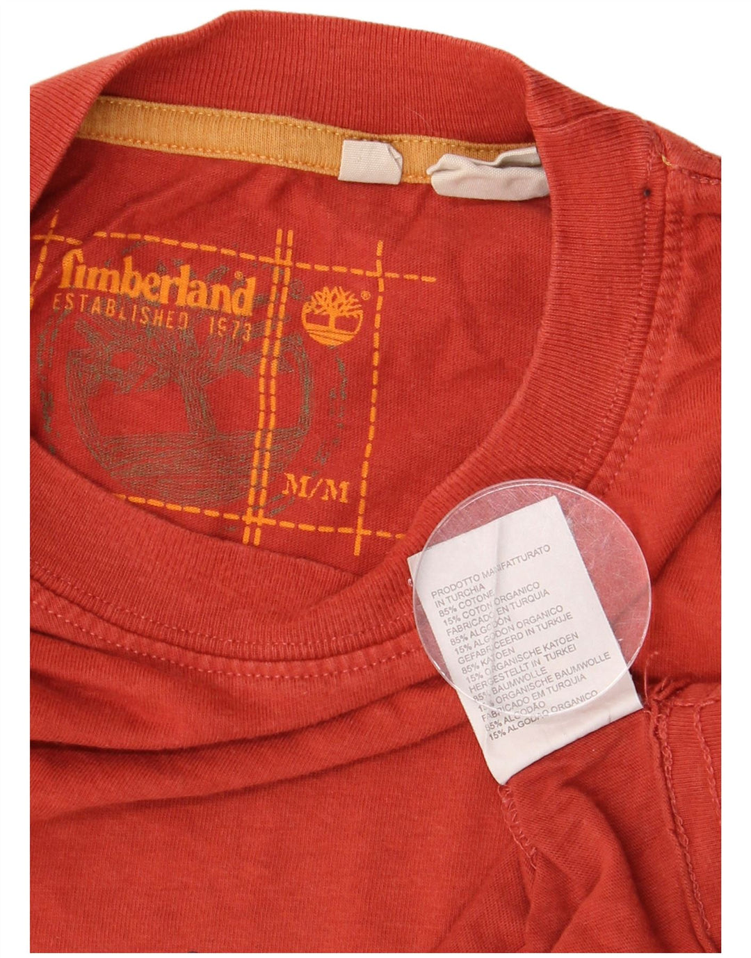 Męski top graficzny Timberland z długim rękawem, średnio czerwony, bawełniany