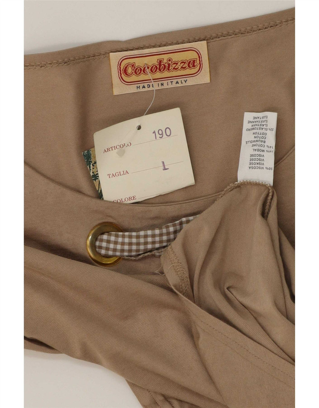 Body damskie z długim rękawem w stylu vintage UK 14 Large Beżowa wiskoza