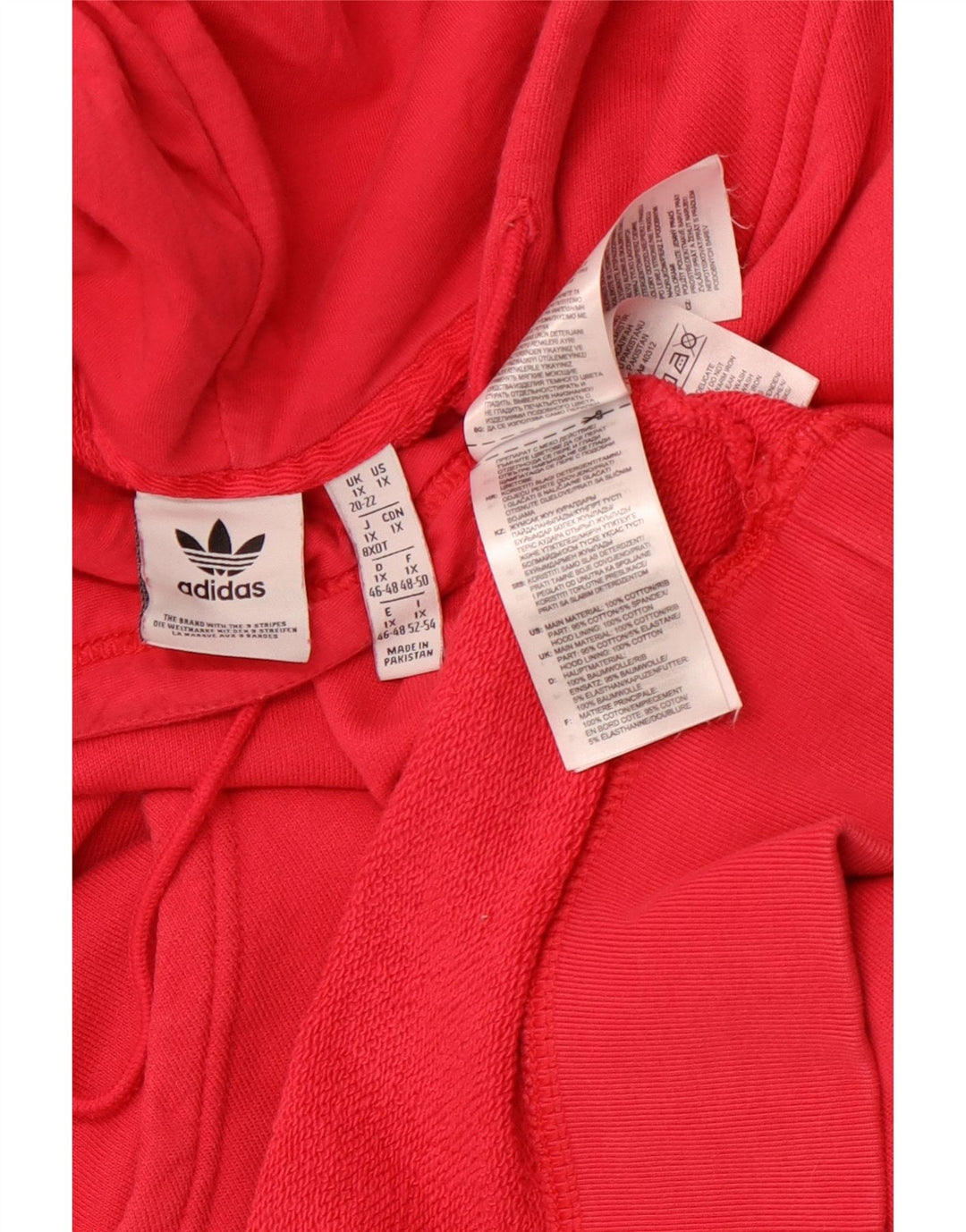 Damska bluza z kapturem oversize z grafiką ADIDAS UK 20/22 XL, czerwona bawełna