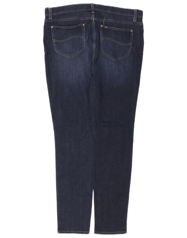 Damskie dżinsy rurki Lee ze średnim stanem, slim fit US 16 2XL W38 L32, niebieska bawełna