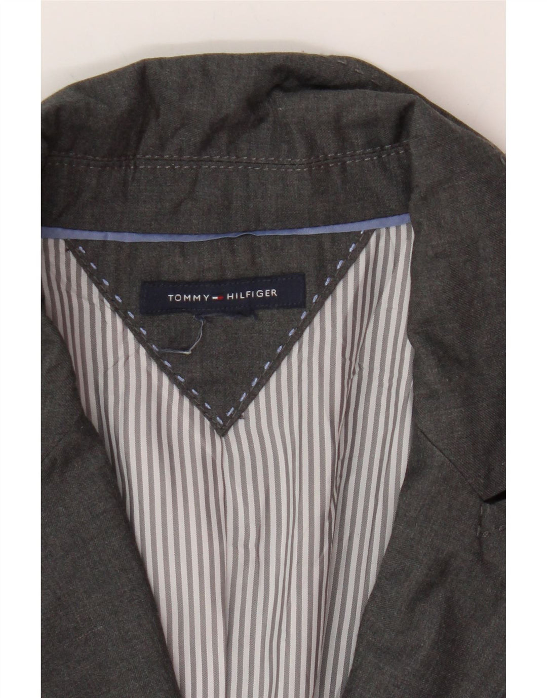 TOMMY HILFIGER Womens 2 Button Blazer Jacket UK 14 Large Grey Cotton Vintage Tommy Hilfiger and Second-Hand Tommy Hilfiger from Messina Hembry 