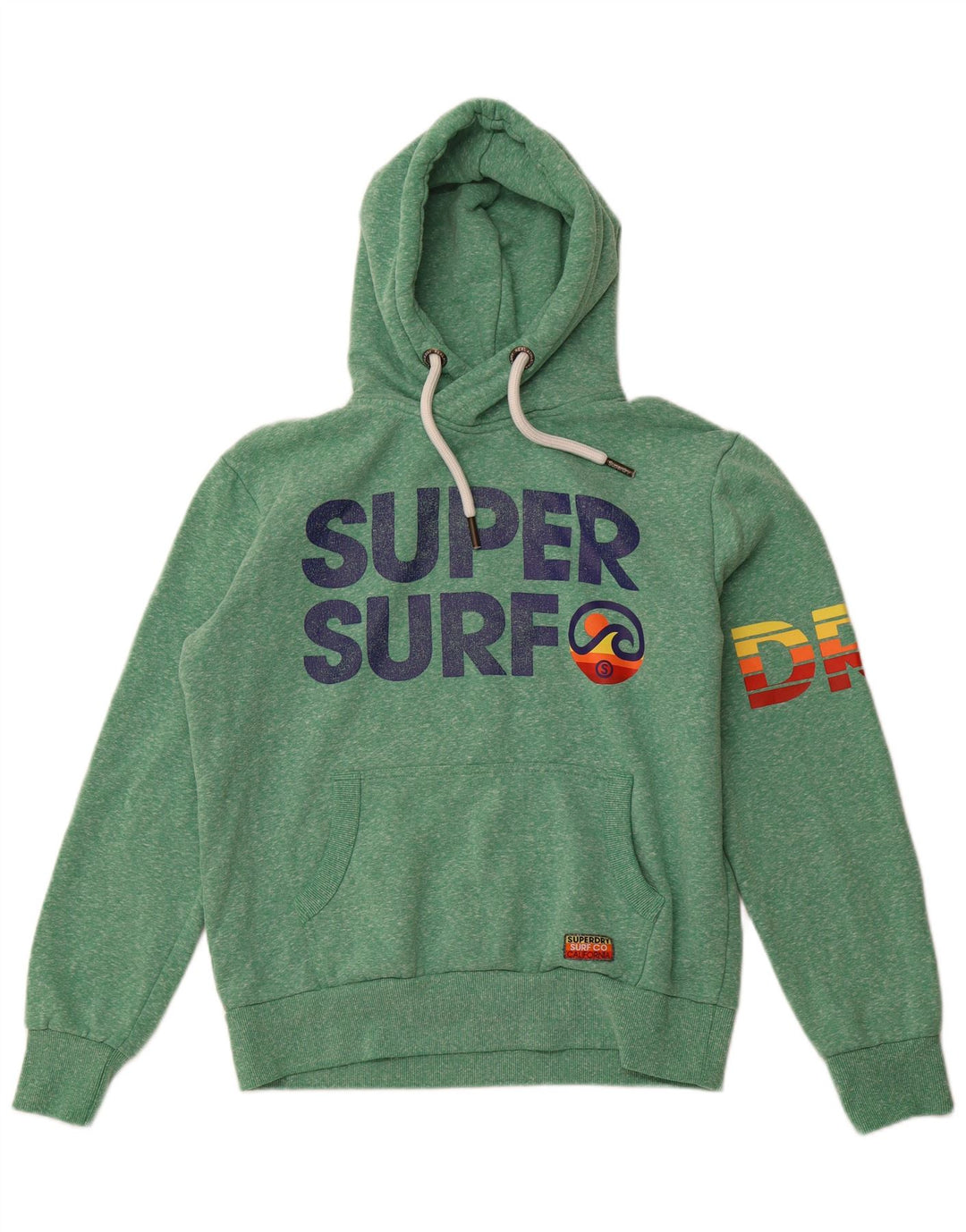 SUPERDRY Męski sweter z kapturem i grafiką XL, zielony, nakrapiany poliester