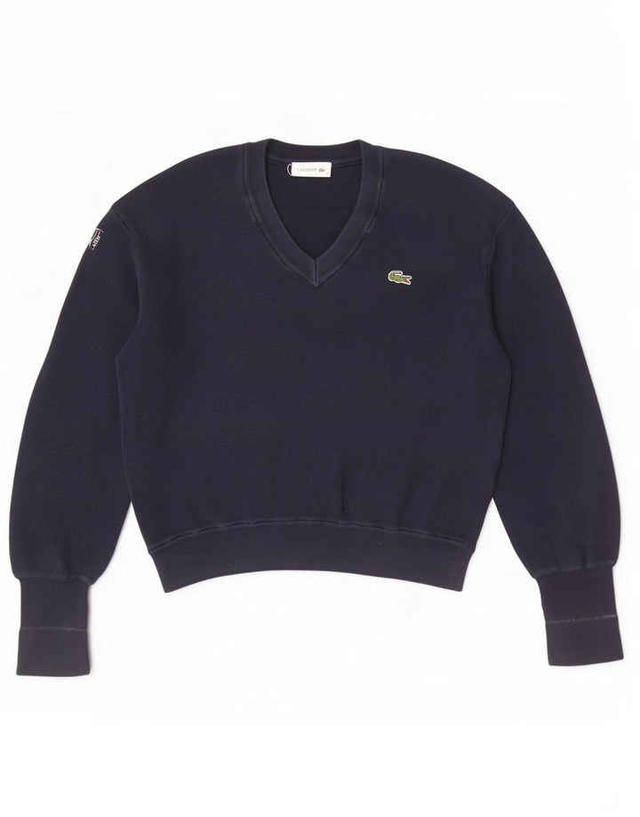 Lacoste Damski sweter z dekoltem w kształcie litery V, rozmiar 38, średni granatowy, bawełniany