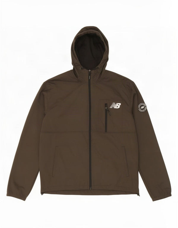Męska bluza dresowa z kapturem New Balance, duża, poliestrowa khaki