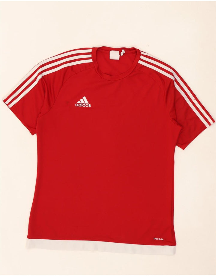 Męska koszulka Adidas Climalite Top z poliestru w kolorze średnio czerwonym