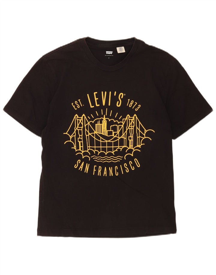 Męski T-shirt z grafiką Levi's San Francisco, mały, czarny