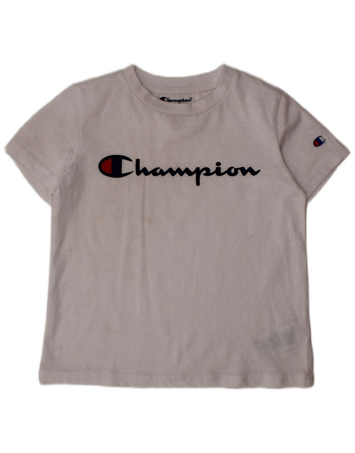 Chłopięcy T-shirt z grafiką CHAMPION Top 4-5 lat, biała bawełna