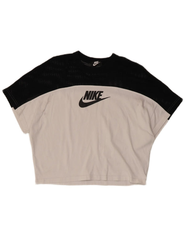 Damska koszulka NIKE Crop Graphic Top UK 10 Small White Colorblock