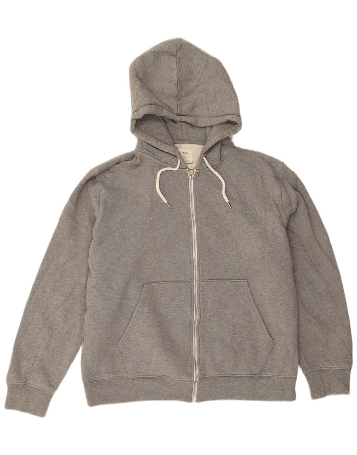 Marks & Spencer Męski sweter z kapturem i zamkiem, 2XL, szary, bawełniany
