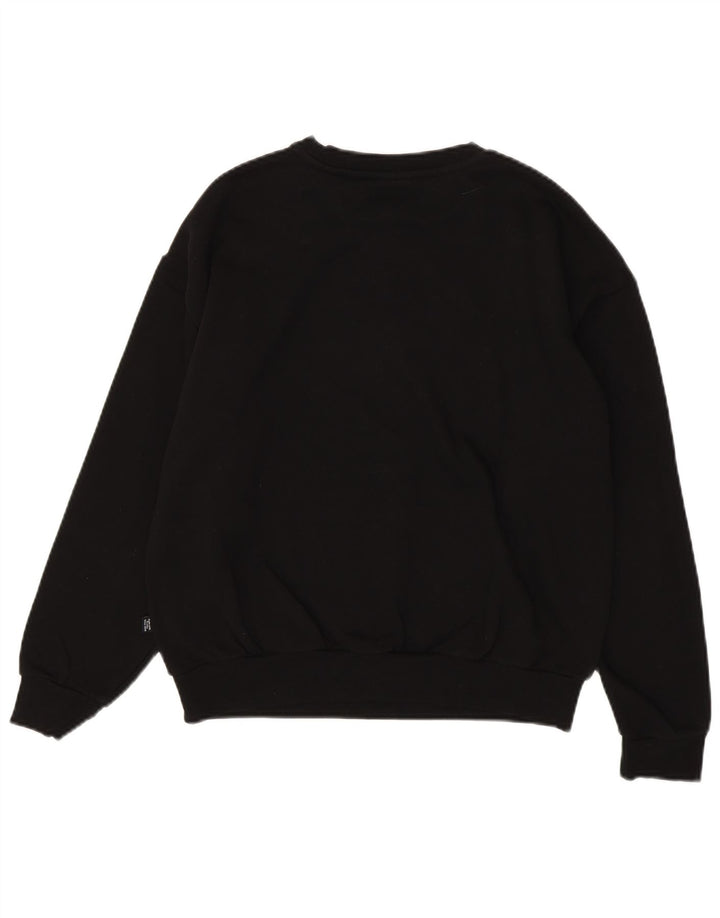 PUMA Womens Graphic Sweatshirt Jumper UK 14 Medium Black Cotton